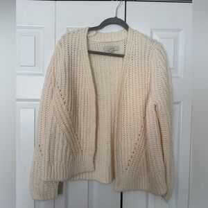 LOFT Ivory Knit Cardigan, Size Large